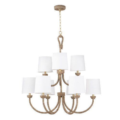 Tan seagrass woven large chandelier